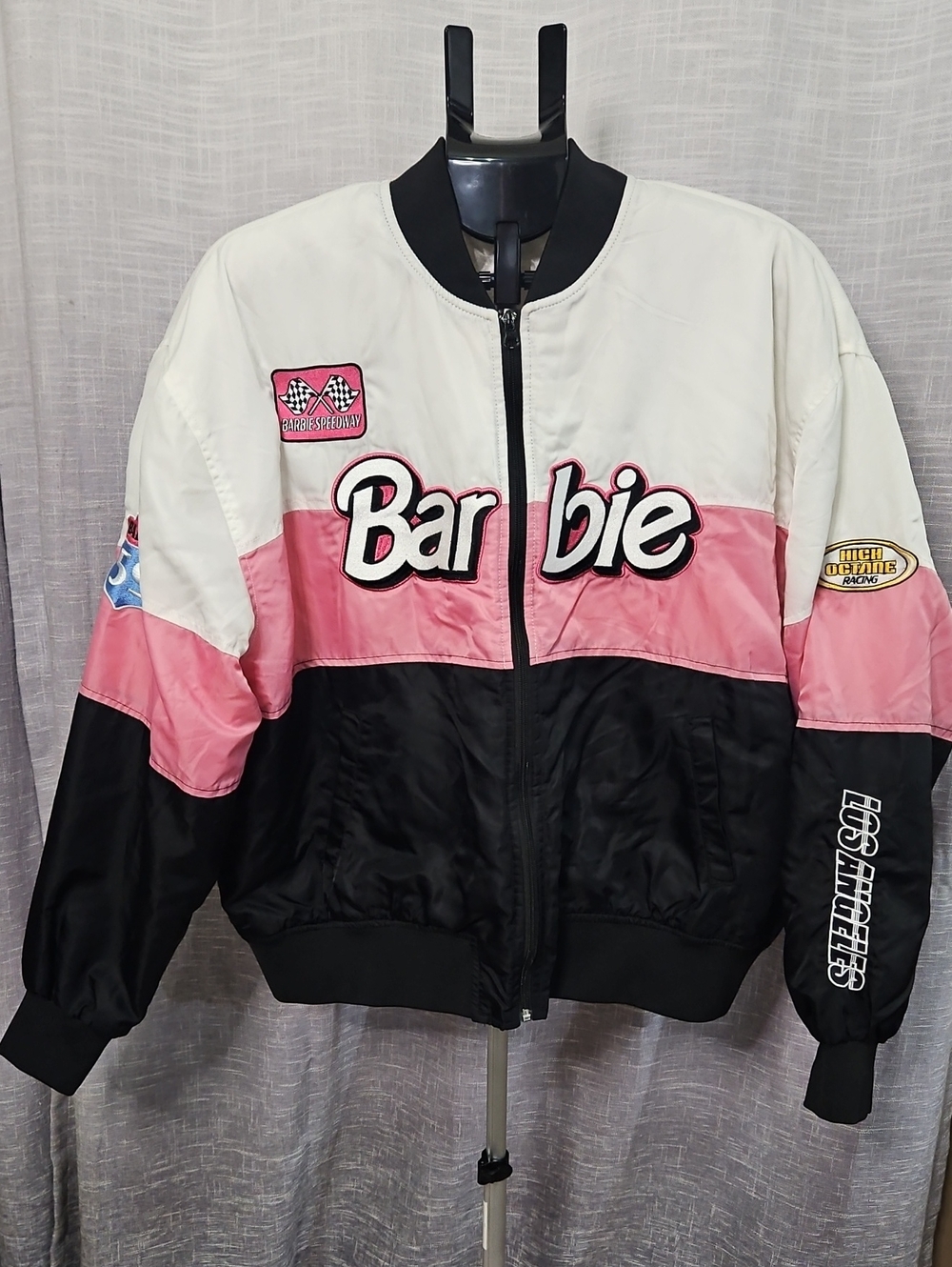 PacSun x Barbie Colorblock Racing Bomber Jacket Moto Racer